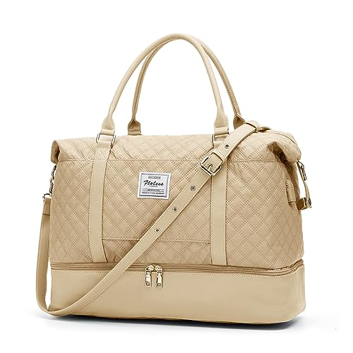 Large Travel Duffle Bag Carry on Weekend Bag with Shoes Compartment Gym Bags for Travel Women Men Waterproof Business Work Overnight Trips Sport Hospital Airplane Travel Essentials Khaki - color: A18-Khaki