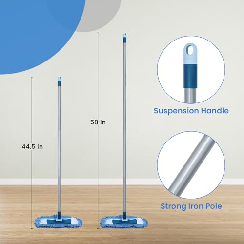 TrueYee Dust Mop for Hardwood Floors with 57" Long Handle Wet & Dry Mops for Catching Pet Hair and Dust Bunny Microfiber Dust Mops for Vinyl, Wood, Tile, Laminate Flooring (Pack of 2) - size: 57" Long Handle (Pack of 2)