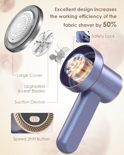 HOMEASY Fabric Shaver, Rechargeable Lint Remover for Clothes Purple - color: Purple