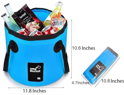 BANCHELLE 2 PCS Collapsible Bucket with Handle for Indoor Outdoor - color: Blue