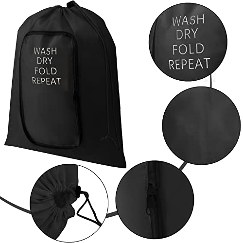 Boao 2 Pcs Travel Laundry Bag with Drawstring Zipper - color: Black, size: Classic