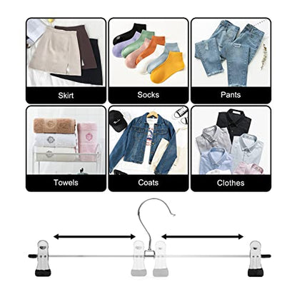 GUANJUNE Pants & Skirt Hangers with Adjustable Non-Slip Clips - Space Saving Metal Hangers for Coats, Garments & Jeans - 10 Pack - size: 10 Pack