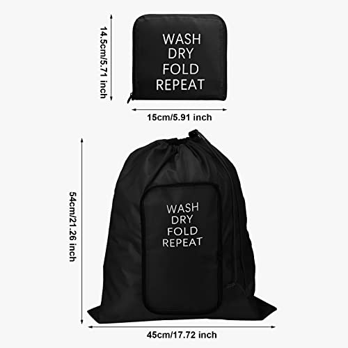 Boao 2 Pcs Travel Laundry Bag with Drawstring Zipper - color: Black, Blue, size: Classic