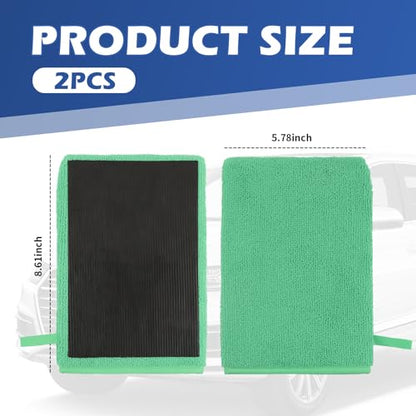 2PCS Car Clay Mitt Auto Detailing,Soft Clay Bar Mitt for Cleaning Car Surfaces,Anti-Scratch Clays Mitts for Cars Detailings to Replace Traditional Clays Bar Cars Accessories (Green) - color: Green