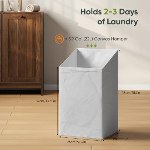 Smart FENDEE Double Tilt Out Laundry Hamper Cabinet, 11.8 Gallon Hidden Trash Cabinets with 2 Baskets for Kitchen, Freestanding Small Bathroom Storage Cabinet Unit, Walnut - color: Walnut