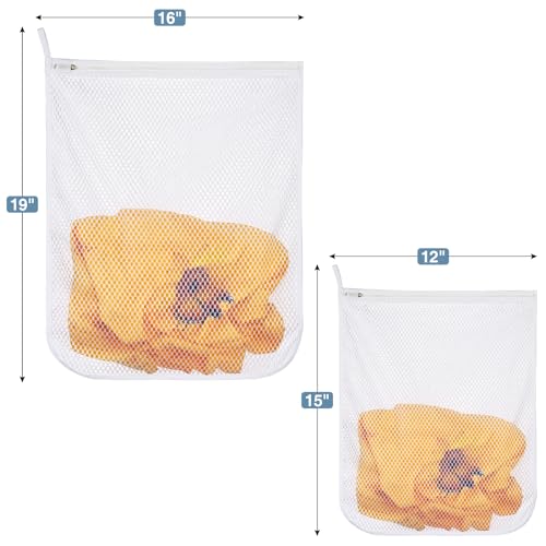 Honeycomb Mesh Laundry Bags 8 Pack (2L+2M), Durable Washing Bags with Auto-Lock Zippers, Heavy Duty Mesh Wash Bags for Delicates, Lingerie, Bra, Sock, Travel Storage Organizer - size: 2 Large X 2 Medium (Pack of 2)