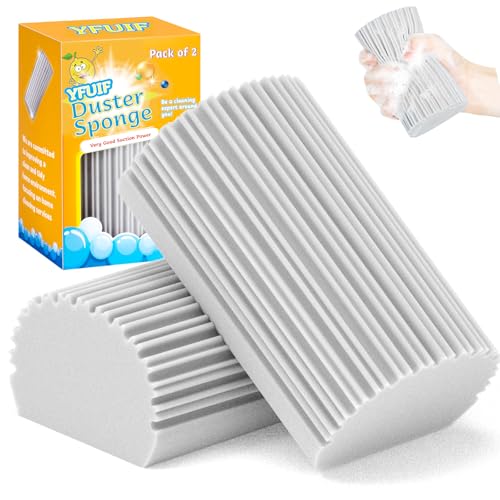 2/4/6/8-Pack Damp Clean Duster Sponge, Magic Sponge Eraser Baseboard Cleaner Tool, Dusters for Cleaning Blinds, Glass, Vents, Railings, Mirrors,Window Track Grooves and Faucets - color: Gray, size: 2PC