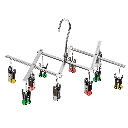 Drying Hanger, Hanging Drying Rack, Drip Hanger Stainless Steel with 10 Pegs for Laundry Underwear Socks, The Clips Release Quickly, Folding Portable - size: 1x Clothes Hanger(10 Pegs)