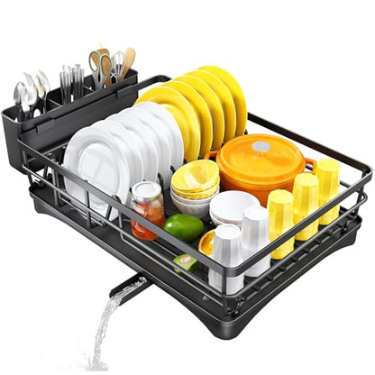 SNTD Dish Drying Rack for Kitchen Counter, 11.8" W x 16.7" L, Black - color: Black