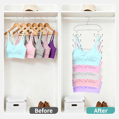 Tank Top Hanger Space Saving, 24 Hooks Bra Hanger for Closet Organization, Metal Multilayer Tank Top Organizer & Camisole Hanger for Underwear, Bathing Suits, Lingerie, 360° Swivel (2 Pack) - size: 2 Pack