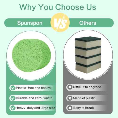 3-Pack Large Sponge, Kitchen Sponges, Handy Sponges, Cellulose Sponges, Dish Washing Sponge, Natural Sponge, Car Washing Sponge, Eco Friendly Sponge (Round, 4" X 4" X 2"), Green - color: B-green