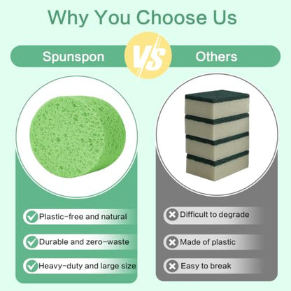 3-Pack Large Sponge, Kitchen Sponges, Handy Sponges, Cellulose Sponges, Dish Washing Sponge, Natural Sponge, Car Washing Sponge, Eco Friendly Sponge (Round, 4" X 4" X 2"), Green - color: B-green