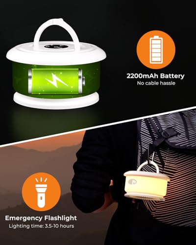 Camping String Lights, Retractable 32.8FT Rechargeable Fairy Light - color: White