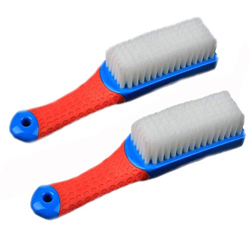 Scrub Brush Comfort Grip & Flexible Stiff Bristles Heavy Duty for Bathroom Shower Sink Carpet Floor, Blue Red - color: Blue Red