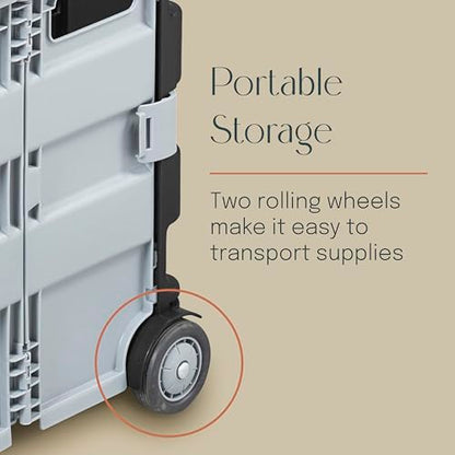 Folding Mobile Utility Cart, Canvas Organizer Bag, Black/Grey - color: Black/Grey