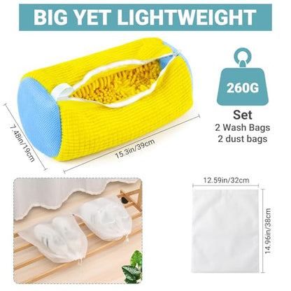 Shoe Washing Machine Bag 2 Pack - Reusable Laundry Shoe Bag for Washer and Dryer, 360° Deep Cleaning Machine for All Shoes Sneaker Tennis Shoes