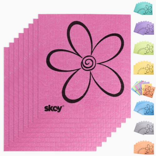 Skoy Cloth, 8-Pack Versatile Swedish Dishcloths for Kitchen and Household Use, Reusable Cleaning Cloths, Planet-Friendly, Dishwasher and Dryer-Safe, Pink - color: Pink, size: 8-Pack