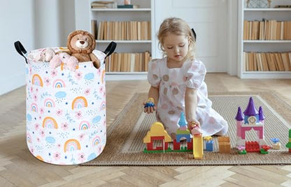 Round Laundry Hamper Storage Basket Bins Clothes Nursery Hamper for Home, Gift Storage Bins with Handles - color: 25112801