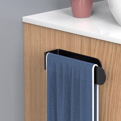 HUFEEOH Hand Towel Holder, Black Hand Towel Bar, Stainless Steel Self Adhesive Bathroom Towel Bar Stick on Wall (Pack of 2) - color: Black, size: 8 Inch (Pack of 2)