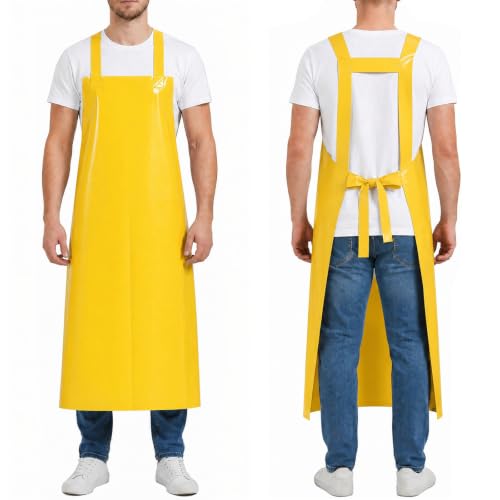 Molaxhome TPU Waterproof Apron Lightweight Oil-resistant Chef Apron - color: Yellow