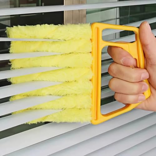 2Pack Washable Blind Cleaner Duster Tool, Removable Shutter Cleaner Brush with 7 Slat, Handheld Brush for Air Conditioner Blinds Dust Dirt - color: Yellow Blind Cleaner Duster 2pack