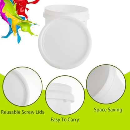 AKOLAFE 4 Pack Small Paint Buckets for Painting 1 Quart Empty Paint Cans Touch Up Paint Containers with Lids Plastic Paint Can 2 Pint Paint Pail 1/4 Gallon Paint Storage Containers for Leftover Paint