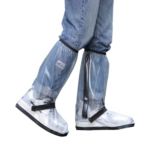 Waterproof Rain Boot Shoe Cover with Reflector Reusable & Foldable - color: Clear, size: Medium