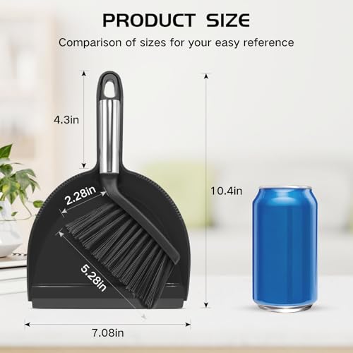 NACENA Mini Broom and Dustpan Set, Small Dust Pan and Brush Set, Black - color: Black, size: 1 Pack