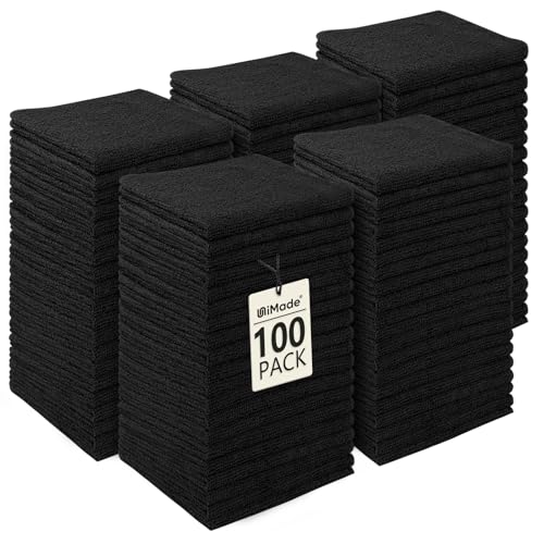 UNIMADE Washcloths Bulk 100 Pack Face Towels, Highly Soft Wash Cloths - color: Black, size: 100Pack