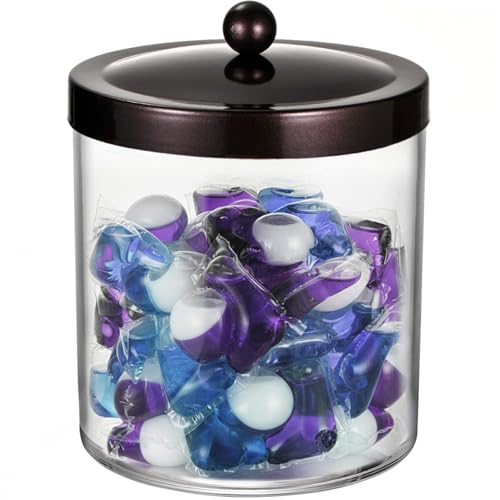 50 Oz Laundry Pods Container Clear with Stainless Steel Lid(Bronze) - color: Bronze, size: 50 Ounces