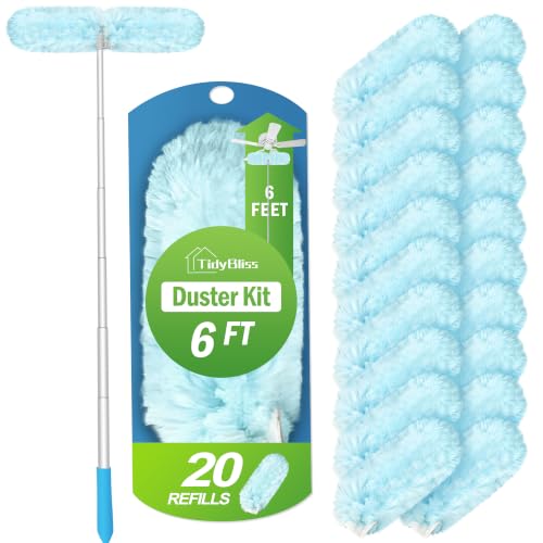 TidyBliss 6 ft Extendable Dusters for Cleaning Compatible with Swiffer - color: Blue