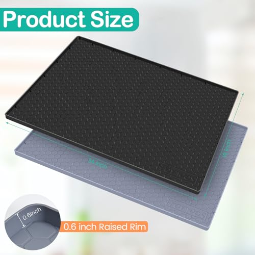 Silicone Under Sink Mat, 34"x19", Waterproof Cabinet Liner, Black - color: Black, size: 19"W x 34"L