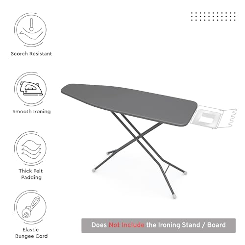 Encasa XO Ironing Board Cover and Pad 54"x18" X-Large, Scorch Resistant - color: Gray, size: X-Large (54"x18")