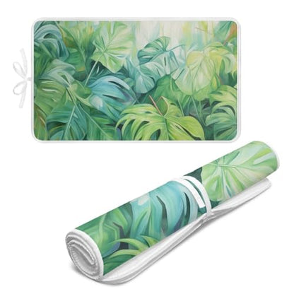 Green Ironing Mat Portable Ironing Pad Monstera Leaf 32 x 16 Inch Large Ironing Mat for Table Top of Washer, Dryer, Table Top, Countertop, Heat Resistant Iron Board Pads - color: Monstera Leaf