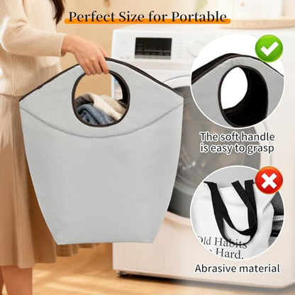 Small Laundry Basket, 18x17x9.5 Waterproof Laundry Hamper - color: Gray, size: 17"L x 9.5"W x 18"H