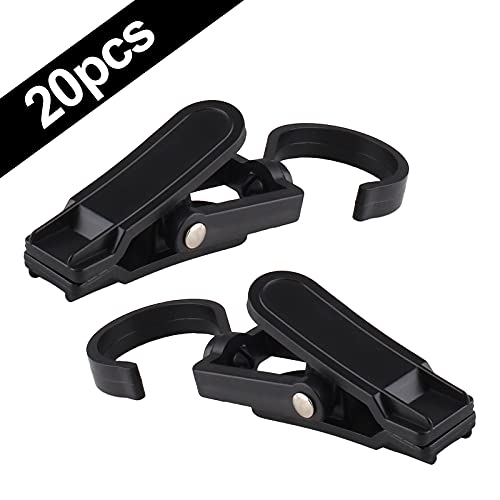 Jiozermi 20 PCS Laundry Hooks Clip, Plastic, Black - color: Black, size: 20