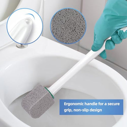 Pumice Stone Toilet Cleaner with Long Handle Pumice Stone Toilet Bowl Cleaner Rust and Grease Stain Clean Suitable for Toilets Bathroom Sink,BBQ 2Handle and 10Pumices Stones(Gray) - color: grey