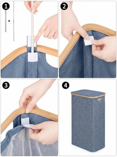 IEGrow Laundry Hamper with Lid,110L Laundry Basket with Mesh Bags,Blue - color: Blue, size: 110L