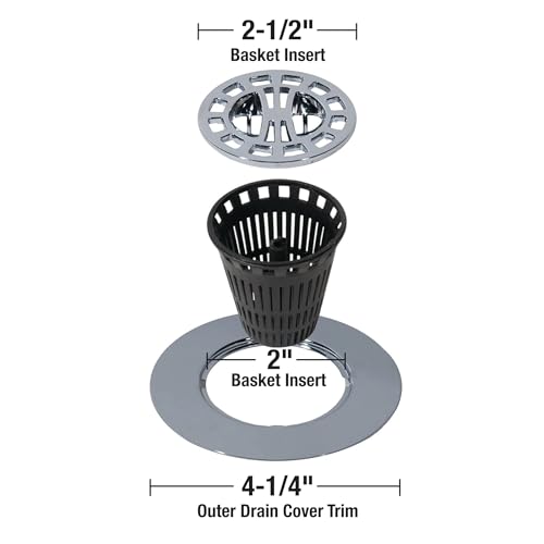 Danco Snap-in Shower Drain Cover with in-Drain Hair Catcher, 4-1/4" Round, Chrome Strainer, (10529) - color: Chrome Finish, size: Pack of 1, style: Circle In-Drain