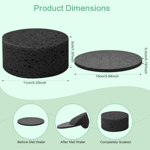 3-Pack Large Sponge, Kitchen Sponges, Handy Sponges, Cellulose Sponges, Dish Washing Sponge, Natural Sponge, Car Washing Sponge, Eco Friendly Sponge (Round, 4" X 4" X 2"), Black - color: B-black