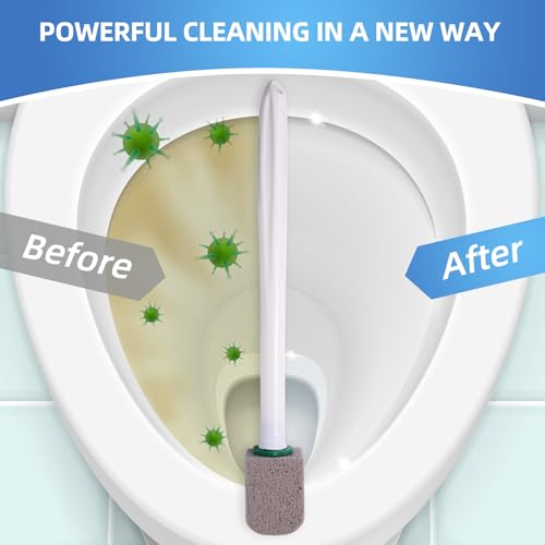 Pumice Stone Toilet Cleaner with Long Handle Pumice Stone Toilet Bowl Cleaner Rust and Grease Stain Clean Suitable for Toilets Bathroom Sink,BBQ 2Handle and 10Pumices Stones(Gray) - color: grey