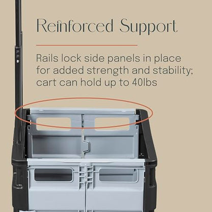 Folding Mobile Utility Cart, Canvas Organizer Bag, Black/Grey - color: Black/Grey