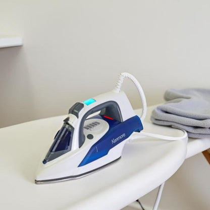 Kenmore Steam Iron for Clothes – Plancha de Ropa with Vertical Garment Steamer, Stainless Steel Soleplate, 9 Fabric Presets, 1725W, Auto Shut Off & 3- way Anti-Drip, La plancha de vapor