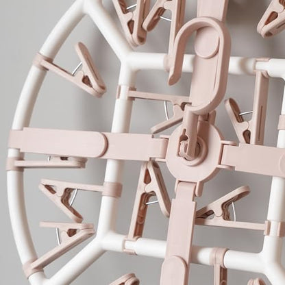 Foshine Clothes Drying Racks Foldable with 20 Drying Clips Drip Hanger - color: Light Pink-circle