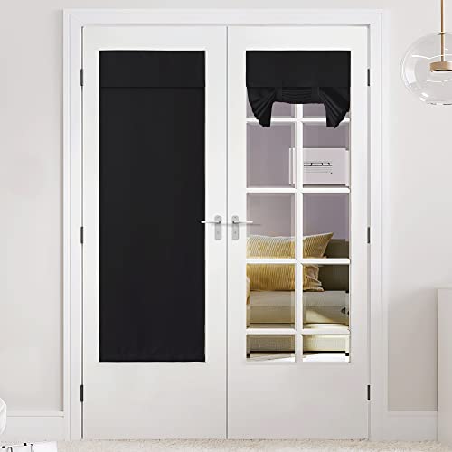 NICETOWN Black Blackout French Door Curtain Thermal Insulated Window Cover - color: Black, size: 26"W x 72"L (Pack of 1)