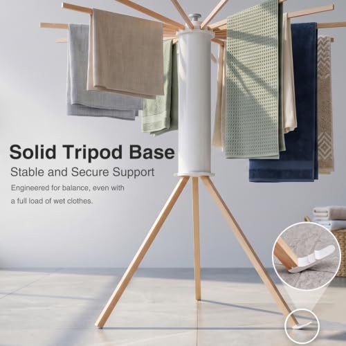 Foldable Clothes Drying Rack, Laundry Drying Rack Collapsible - style: 16 Beech Wood Tripod