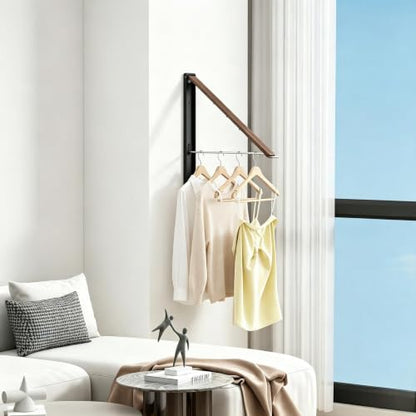 Folding Clothes Hanger Rack Wall mounted for Laundry Clothes Drying Rack - color: Walnut, size: 1 Rack