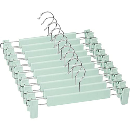 Pants Hangers with Clips, Skirt Hangers, 10 Pack, Light Green - color: Light Green, size: 10Pack