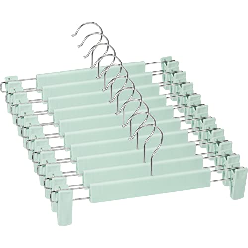 Pants Hangers with Clips, Skirt Hangers, 10 Pack, Light Green - color: Light Green, size: 10Pack