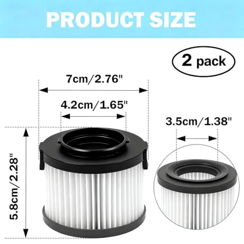 2-Pack SF65 Replacement HEPA Filters for Simplicity S65, S65S, S65D, S65P Cordless Stick & Handheld Vacuum, Washable & Reusable S65 Filter Replacement